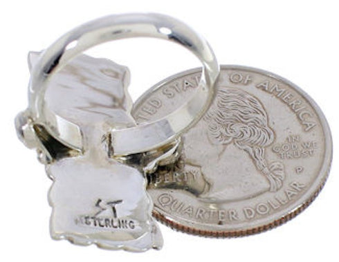 Southwestern Turquoise Inlay Ring Size 6-3/4 EX42823